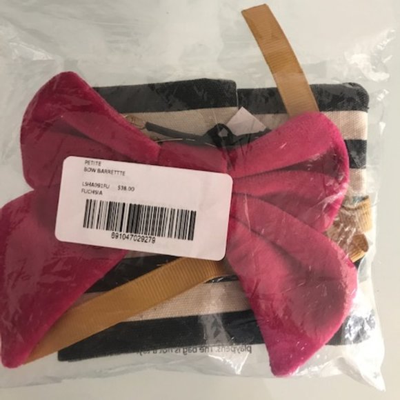 LELE SADOUGHI Fuchsia Petite Velvet Bow Barrette - Picture 6 of 8